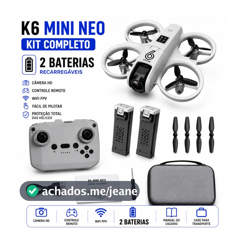 Drone K6 Mini Neo Camera com gimble HD 2 Baterias Mini Drone FPV Controle Remoto Drone Infantil