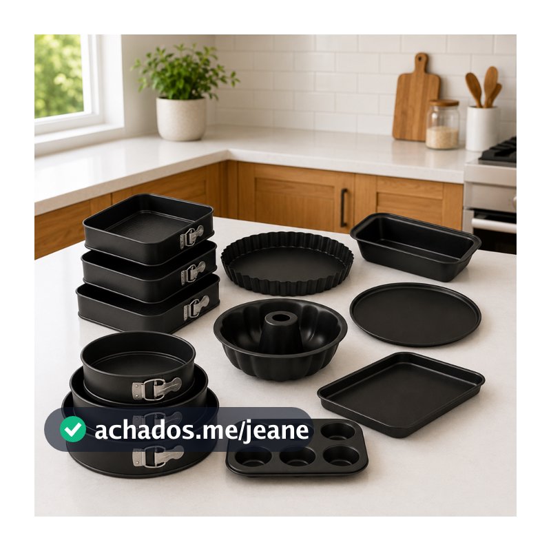 Kit 4, 6, 8, 10 ou 12 Formas Antiaderente Aço Carbono para Pão, Bolo, Pizza, Pudim e Torta