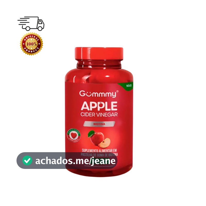 Gummy Apple Vinegar Vinagre de Maçã com Biotina 60 Gomas 180g Sabor Cereja