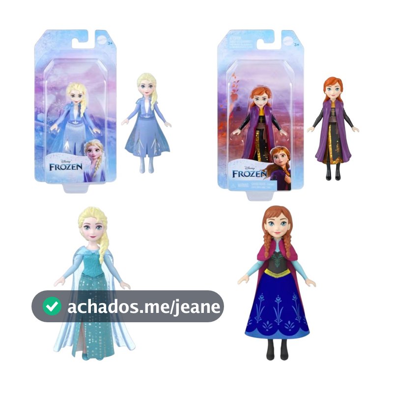 Boneca Frozen Disney Anna Elsa 9cm Mini Mattel