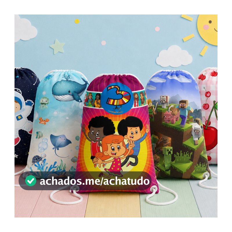 Mochilinha Infantil Personalizada 20x28 Lembrancinha Festa Aniversário Sacolinha Surpresa Vários Temas Menino Menina