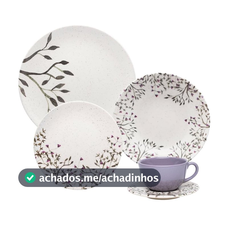 Aparelho de Jantar e Chá 20 Pçs Oxford Unni Lilac