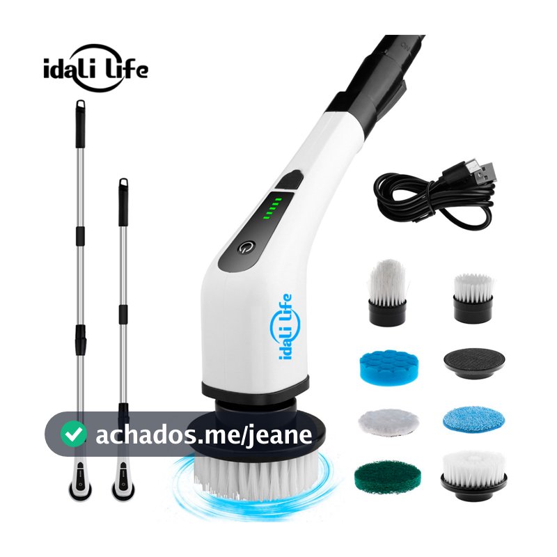 Escova De Limpeza Ajustável Janela Banheiro e Cozinha Ferramenta 9 em 1 Recarregável Idali Life