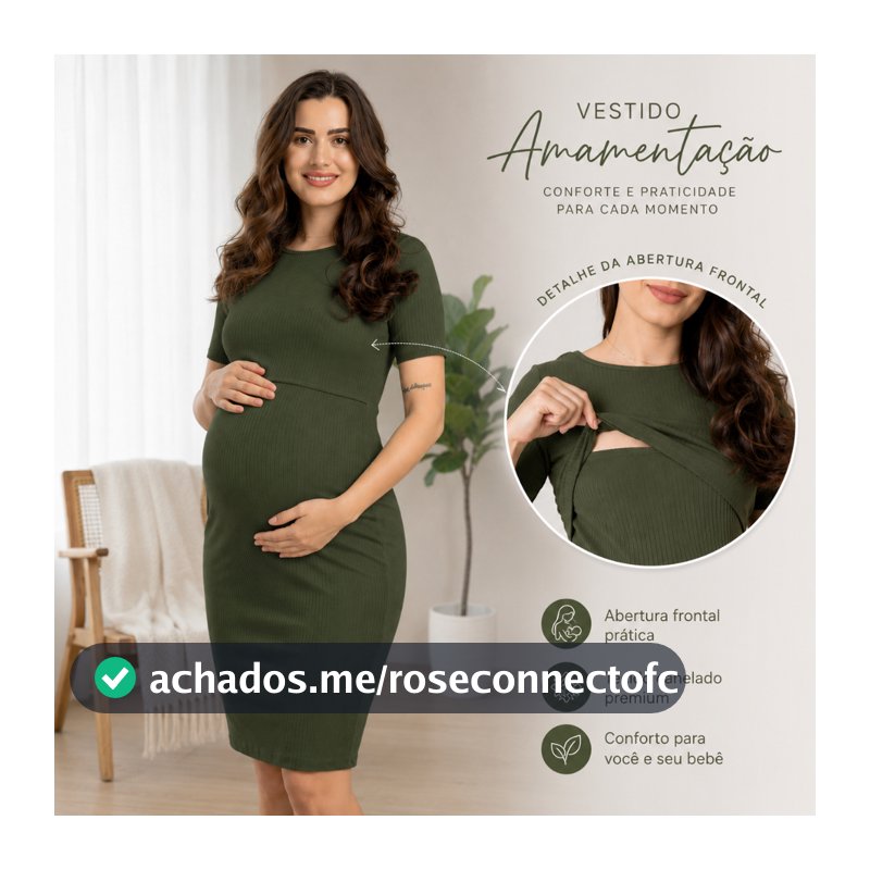 Vestido Amamentação Gestante Premium Manga Curta Canelado Diversas Cores Pus Size