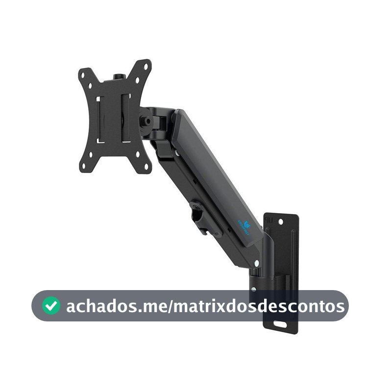 Suporte de Parede Articulado para Monitor de 17" a 32" Ergofirst, Ajuste com Pistão a Gás, Preto - G16-111
