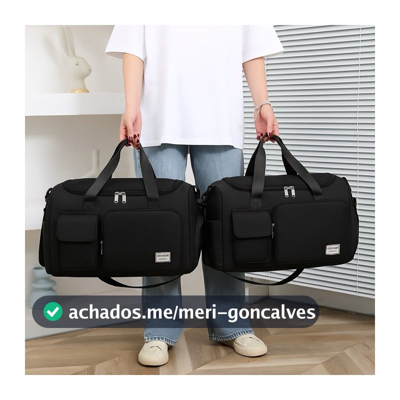 Bolsa Mala de Viagem Premium Academia Grande Capacidade Multifuncional Unissex COR: PRETO