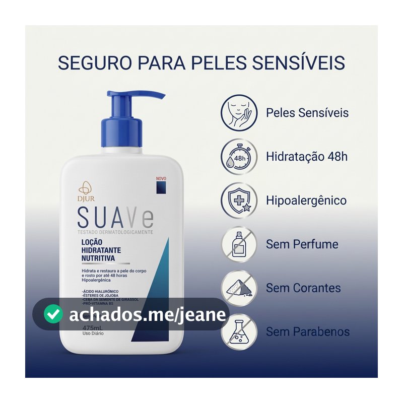 Hidratante Facial e Corporal 475ml Ácido Hialurônico Sem Perfume Pele Sensível Seca Madura Oil Free Pantenol B5