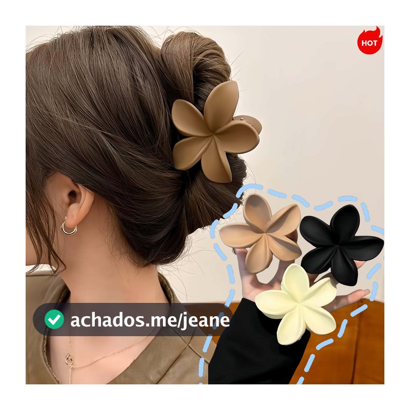 [ KIT 2 ]  Prendedor Presilha Piranha INS Plumeria Fosca Matte Flor Ponytail Clipes Para Cabelo