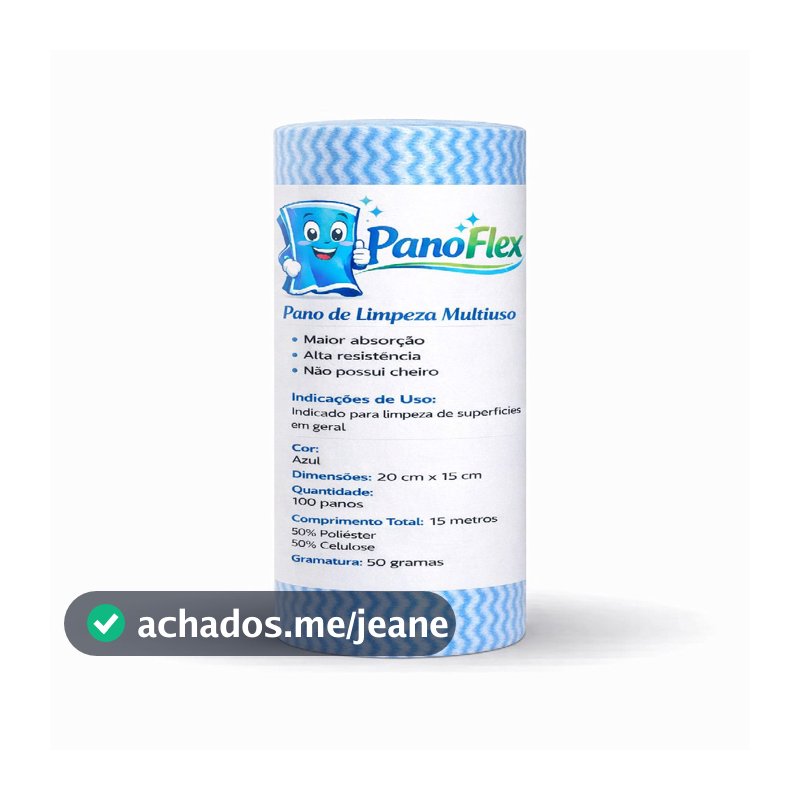 100 unidades Pano de Limpeza Azul PanoFlex 20x15cm Alta Absorção Multiuso