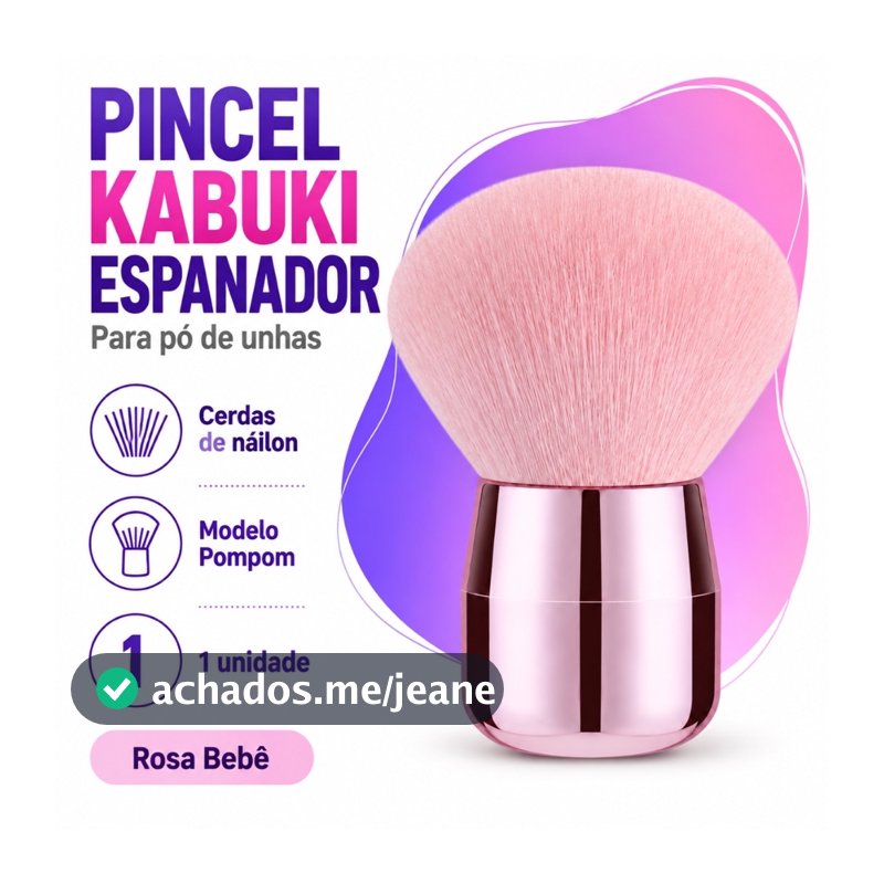 Pincel Kabuki Espanador de Pó Unha Gel Acrigel Profissional Pompom Cerdas Macias de Náilon Nail Art Manicure Salão