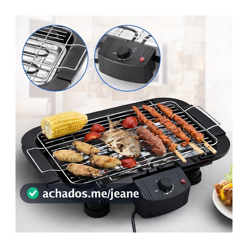 Churrasqueira Elétrica Portátil 2000W Sem Fumaça com Controle de Temperatura Ideal para Apartamento