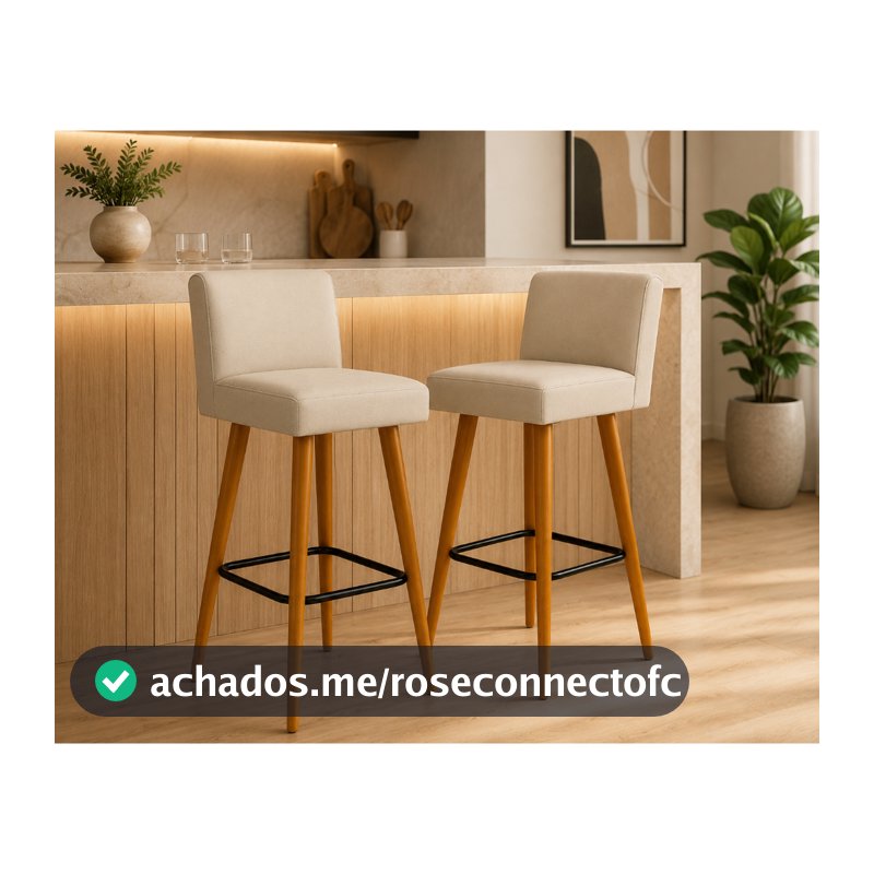 kit 02 banquetas alta decorativa com encosto para cozinha balcão e bistro