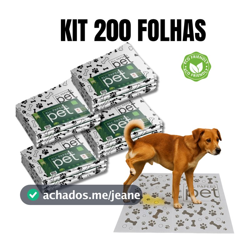 Kit Jornal Pet Higiênico 50/100/150/200 Folhas Grande 64x58cm Biodegradável Atóxico Não Vaza - cachorro - gato