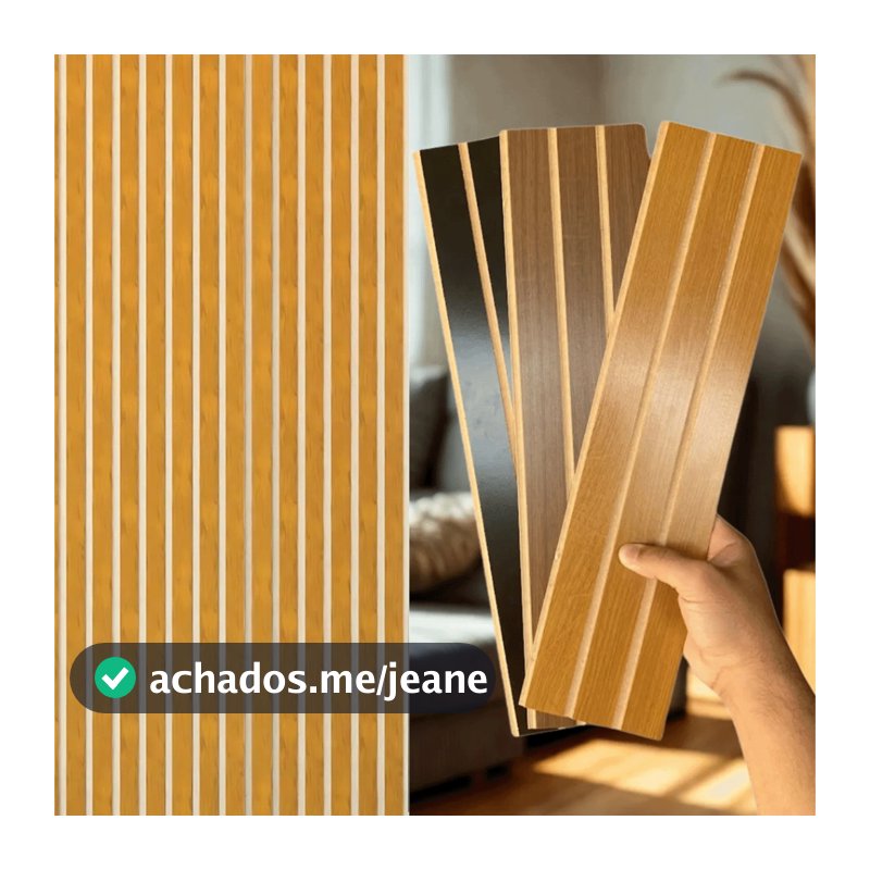Kit Até 100 Placas Ripado MDF Autocolante 45x11cm Revestimento Decorativo para Paredes