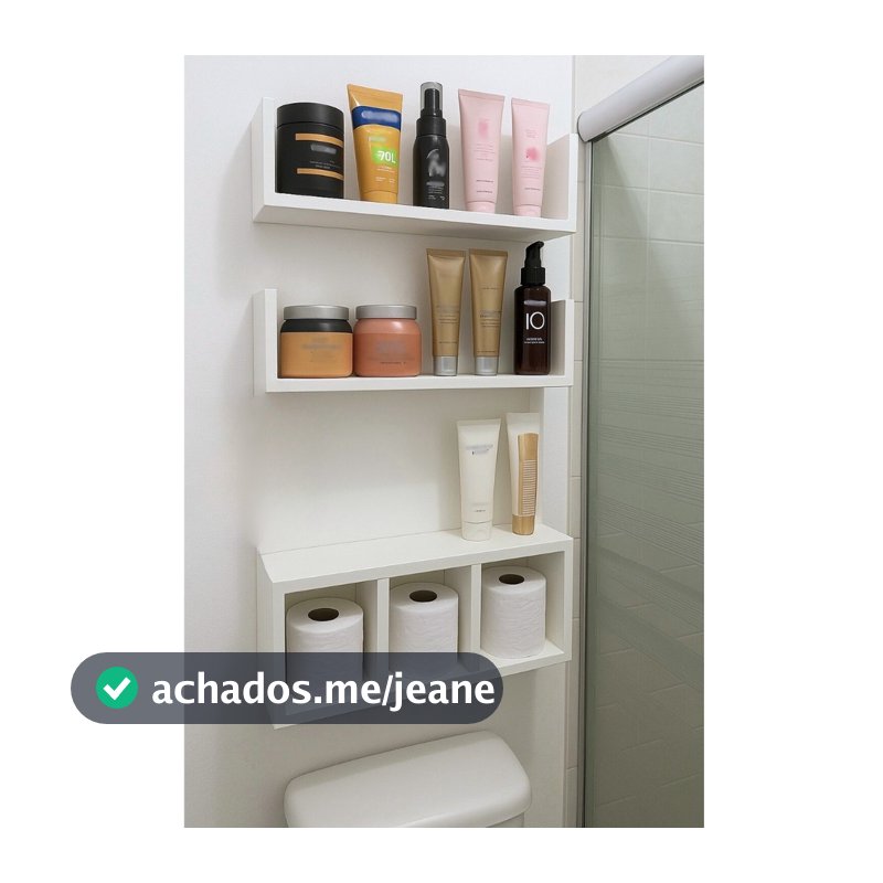 Prateleiras de Parede MDF Branco com Nicho – Organização de Banheiro e Lavabo