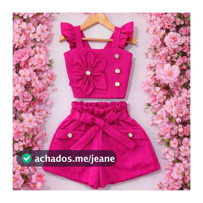CONJUNTO INFANTIL CROPED E SHORT FEMENINO TECIDO ALFAIATERIA BABY MENINA DE VERÃO