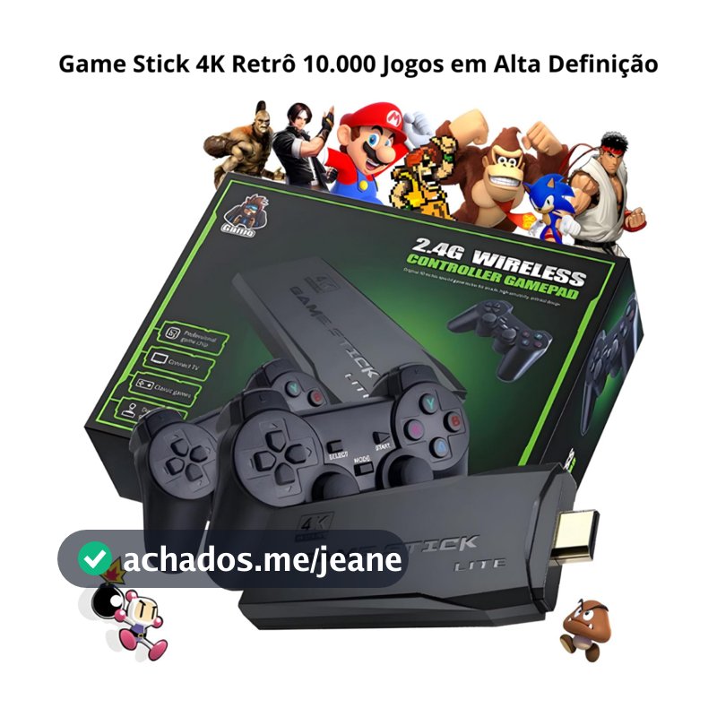 Video Game Stick 10 mil Jogos Retrô Antigo 4K Controle Sem Fio Portátil Original