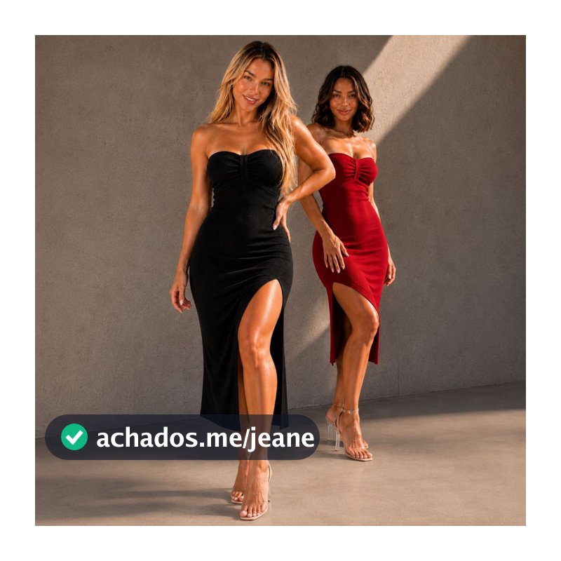 Vestido Feminino Midi Tomara Que Caia Malha Ribana Premium Fenda Lateral Justo Com Bojo Removível