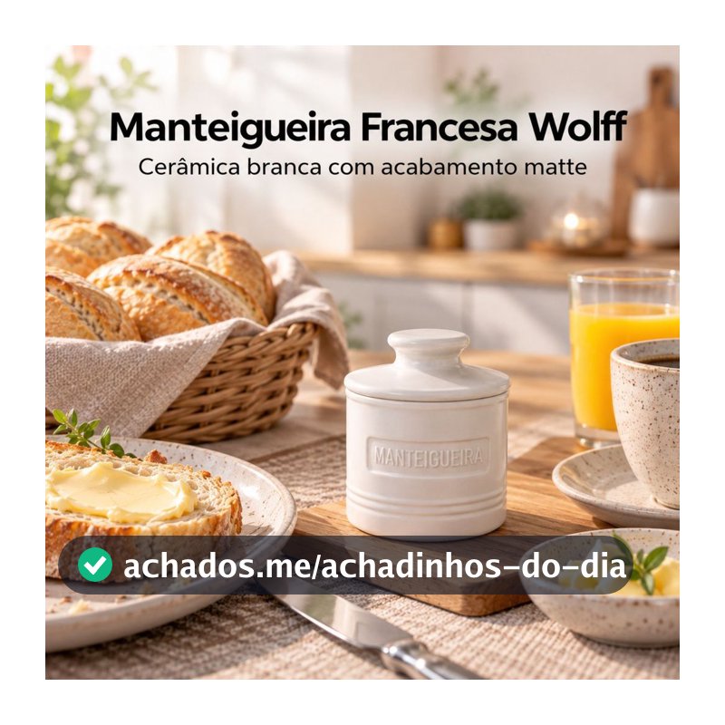 Manteigueira Francesa Cerâmica Branca Porta Manteiga Wolff