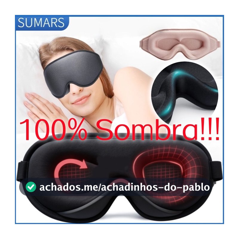 Máscara 3D de Espuma para Dormir, Tapa-Olho Blackout Total, Confortável e Zero Pressão