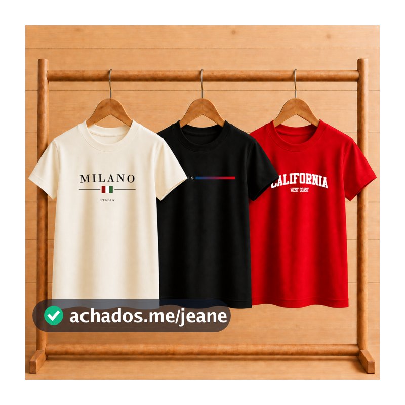 Kit 3 Camisetas Infantil Juvenil Milano Paris California Masculina Verão Casual