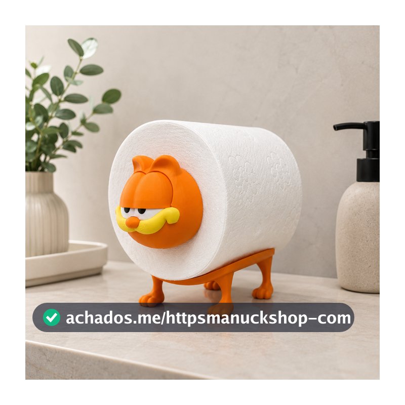 Porta Papel Higiênico Decorativo Gato Garfield Suporte Criativo para Banheiro Organizador Funcional