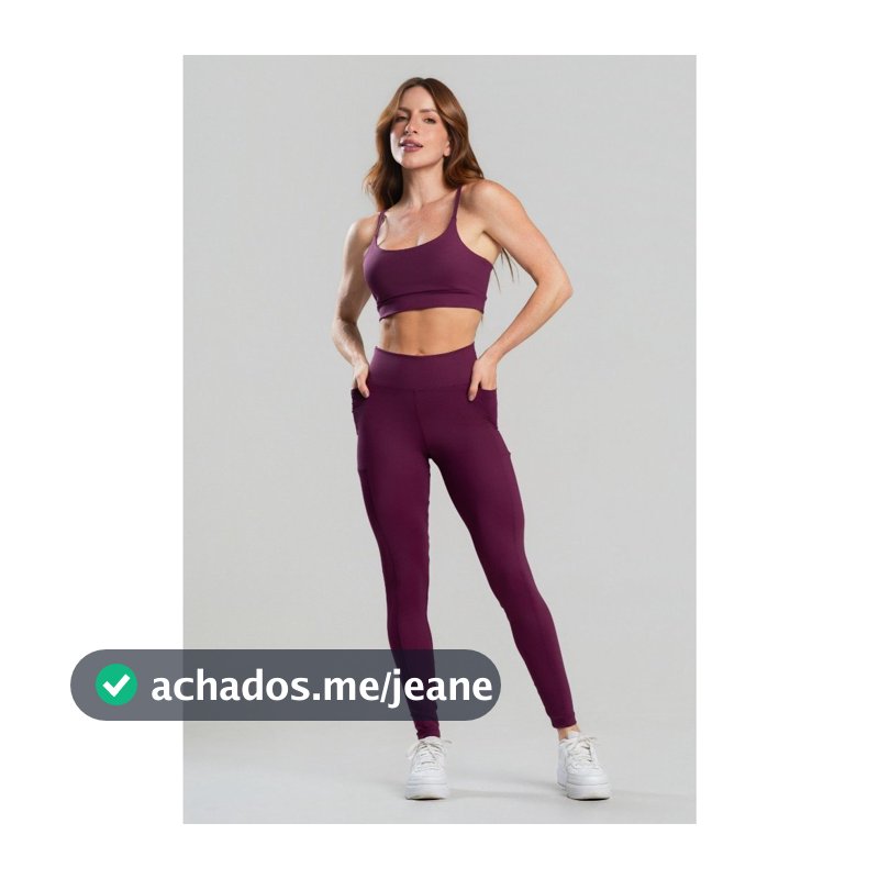 Conjunto Fitness Feminino Calça Legging Com Bolso + Top Alcinha Academia Yoga Academia Crossfit Poliamida
