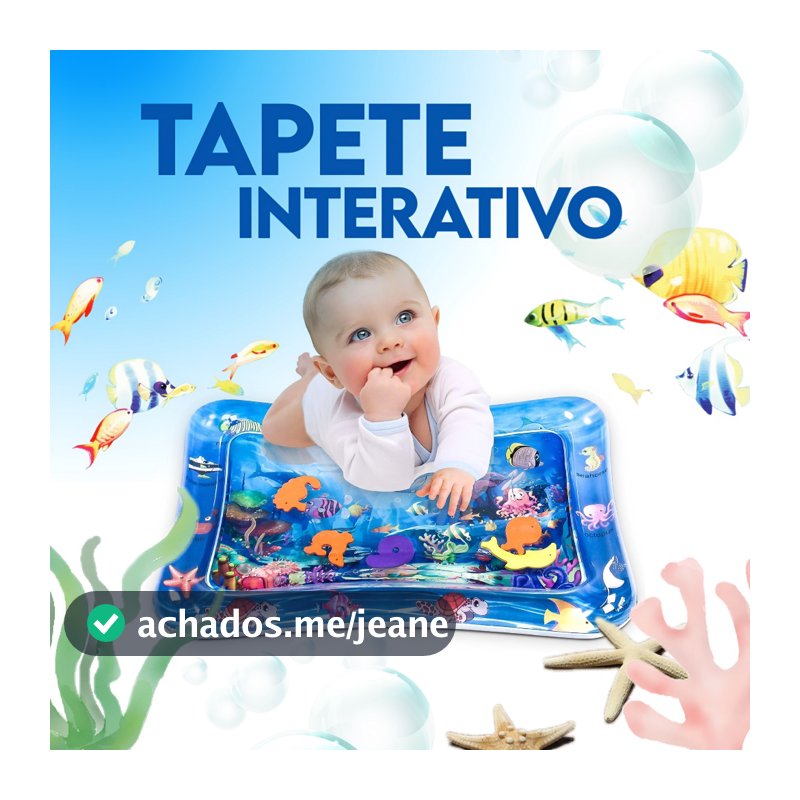 Tapete Infantil De Atividades Para Bebês Inflável Interativo Aquario Almofada Sensorial Menino e Menina Piscina de água