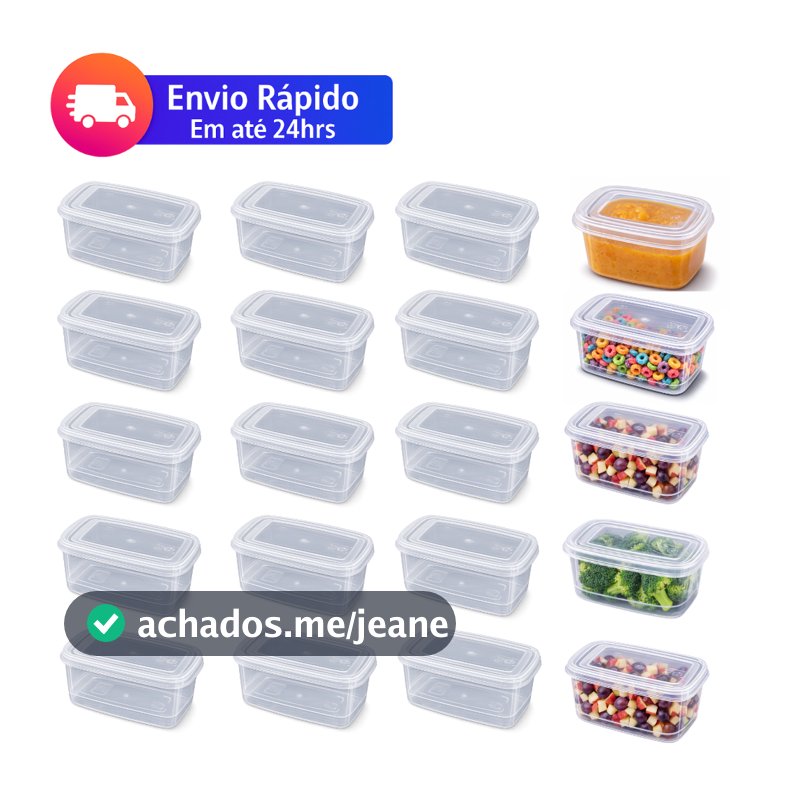 Kit Pote Retangular 260ml com Tampa, Jogo Pote Plástico BPA free Conjunto Pote Mini Retangular Fitnes