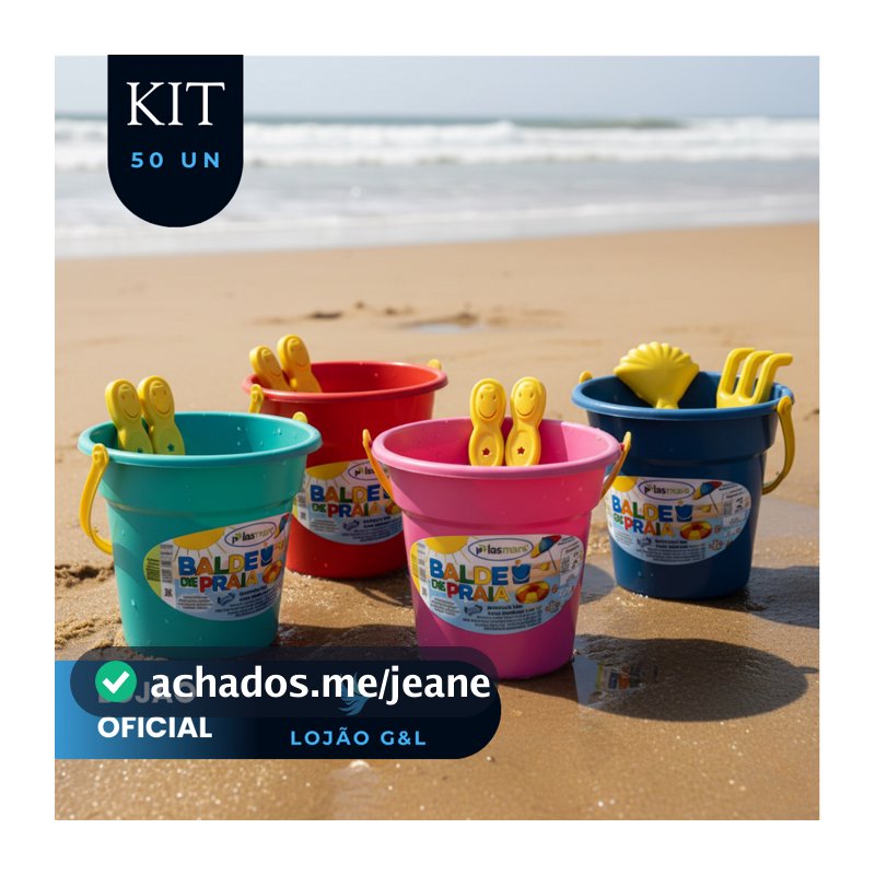 Kit 50 Baldinhos Areia Praia Brinquedo Lembrancinha Festa Aniversário Infantil Verão Diversão