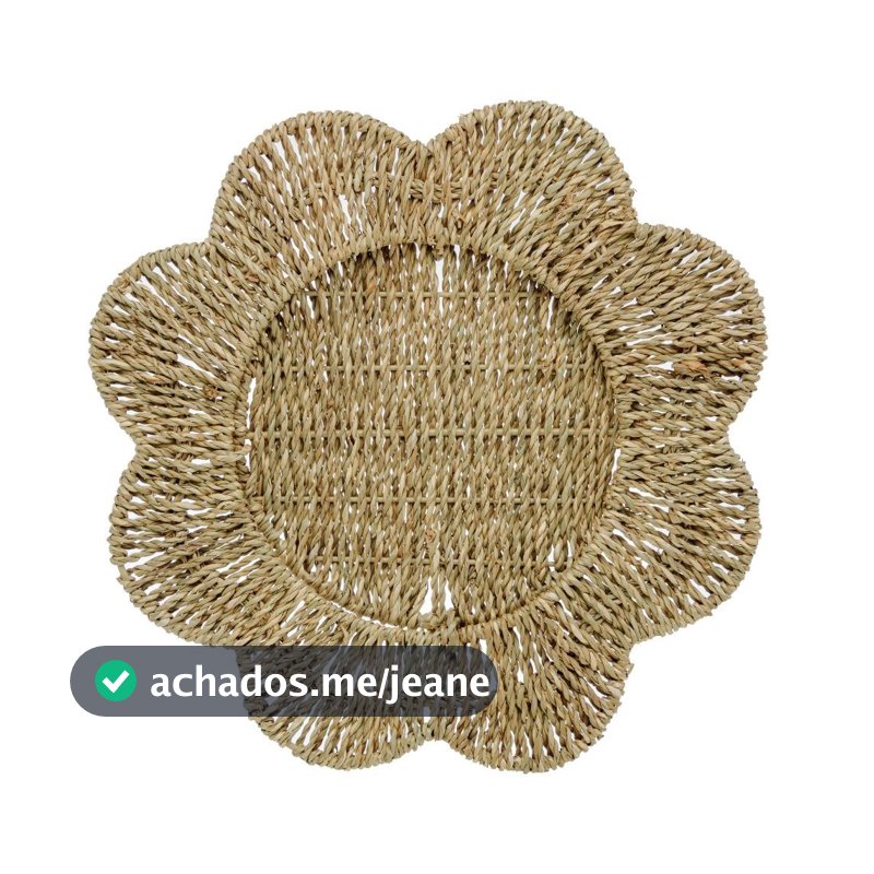 Sousplat de Sisal Flor Wolff 32cm Mesa Posta Decoração Natural Rustica Boho e Composição de Jantar Qualidade Praticidade