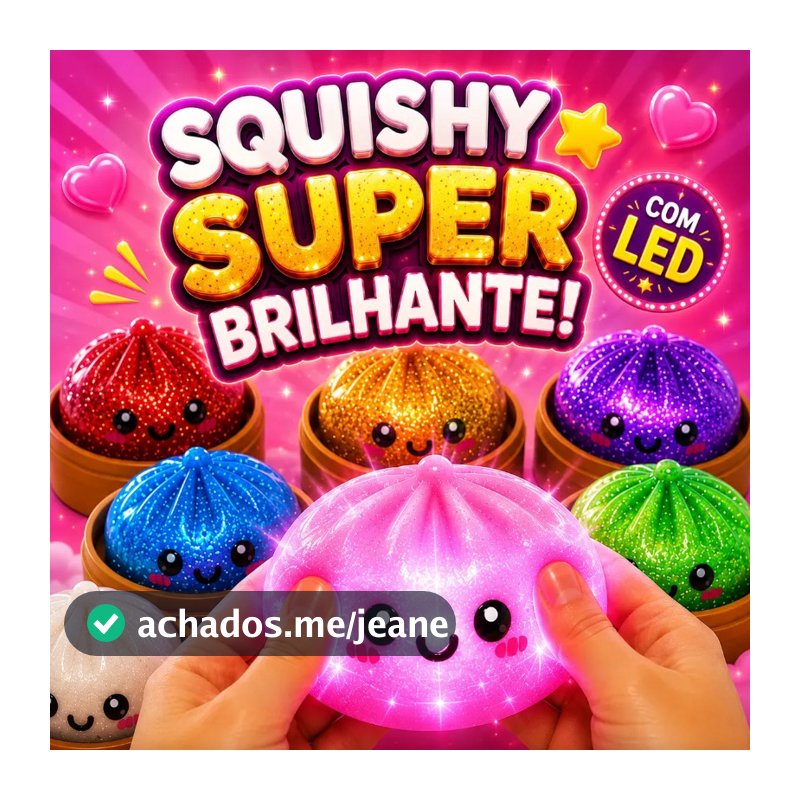 Dumpling Squishy com Luz LED 8.5cm Bolinho Fofo Cor Surpresa