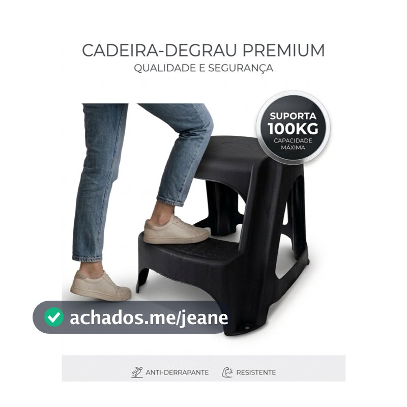 Banqueta Escada 2 Degraus Plástico Reforçado Banco Multiuso Antiderrapante Ultra Resistente