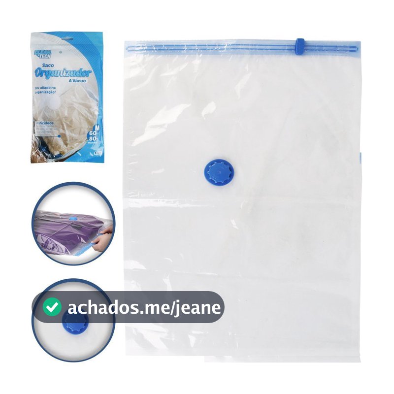 Kit Saco a Vácuo Organizador 50x60cm Guarda Roupas Embalar Edredon Mala Viagem + Bomba