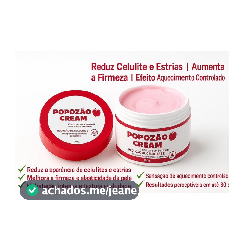 Popozao Cream 200g – Creme Firmador e Anticelulite para Bumbum | Aumenta a Firmeza | Efeito Aquecimento Controlado