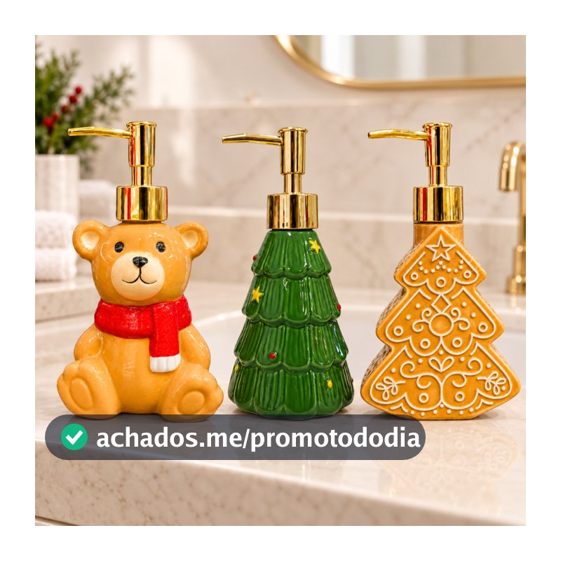 Porta Sabonete Líquido de Natal de Porcelana - Rizzo | Em 3 modelos