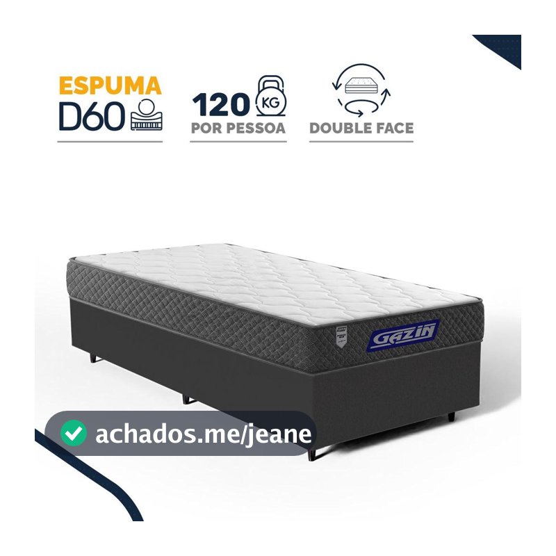 Cama Box com Colchão Gazin de Espuma D60 Double Face Force UP Solteiro 88cm