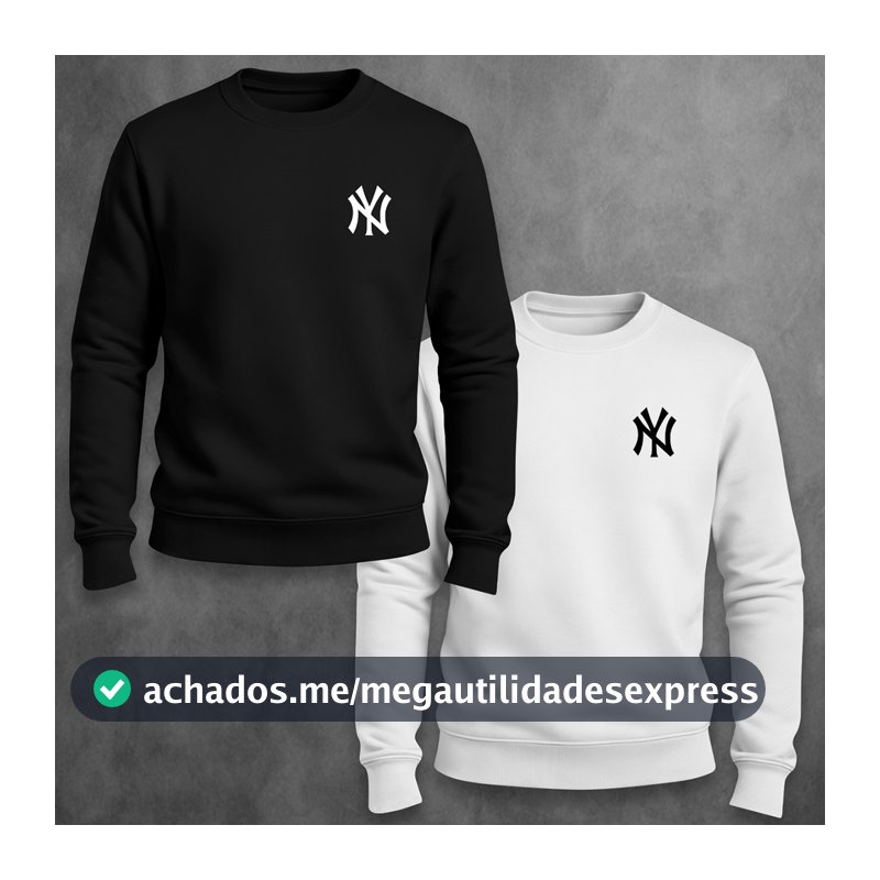 Kit 2 Blusa Moletom Masculino New York Gola Redonda Algodão Unissex Casaco Masculino Feminino