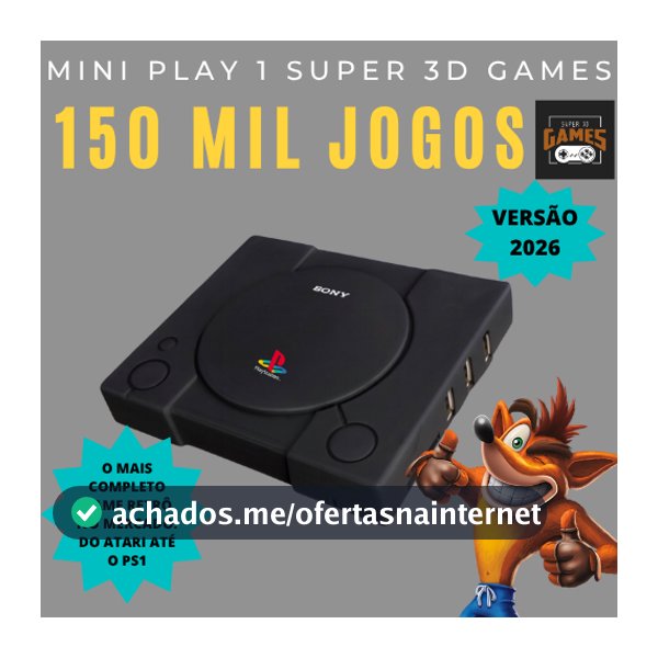 Super video game PS1 Classico Preto 150 mil jogos Super 3D Games