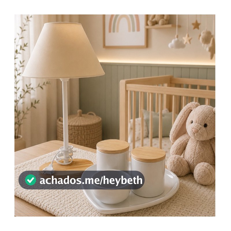Kit Higiene Bebê com Abajur incluso Luxo Porcelana com Bandeja Coração