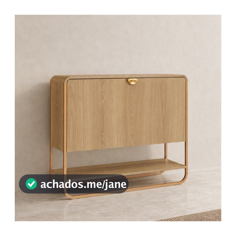 Sapateira Vertical Aparador 93cm Orgânica Industrial Alek A03 Hanover Dourado - Lyam Decor