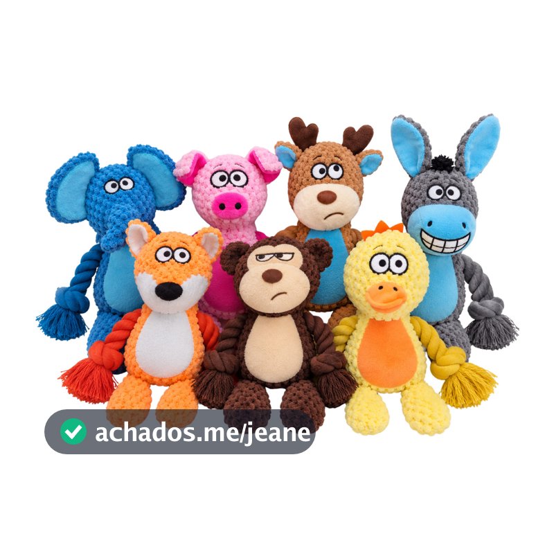 Brinquedo Interativo Pet Filhote Cachorro Pequeno Pelúcia com Apito e Braços de Corda