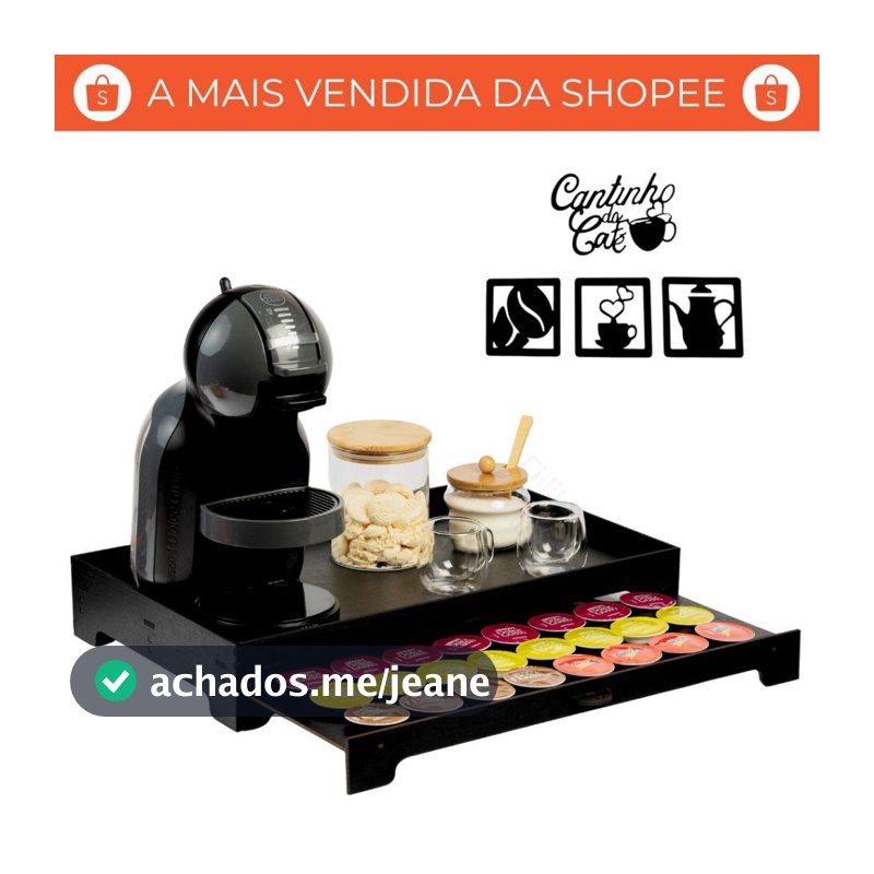 Bandeja Cantinho do Café com Gaveta 40 Cápsulas Compatível para Dolce Gusto e Diversos Modelos Café