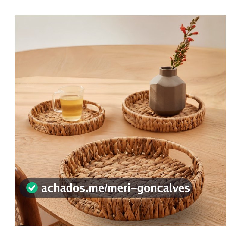 Kit 3 Cestos em Fibra Natural Decorativo, Organizador e Multiuso para Casa
