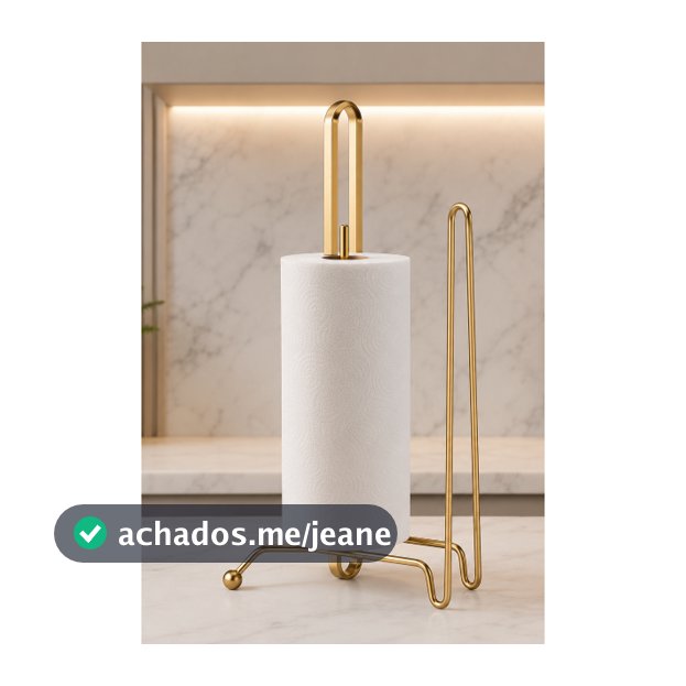 Suporte de Aço para Rolo de Papel Toalha – Vertical, Prático e Sofisticado em Dourado