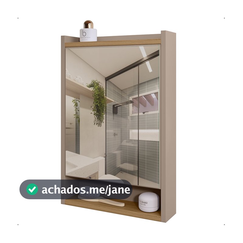 Espelheira Aérea Para  Banheiro Compacta Com Nicho 1 Porta