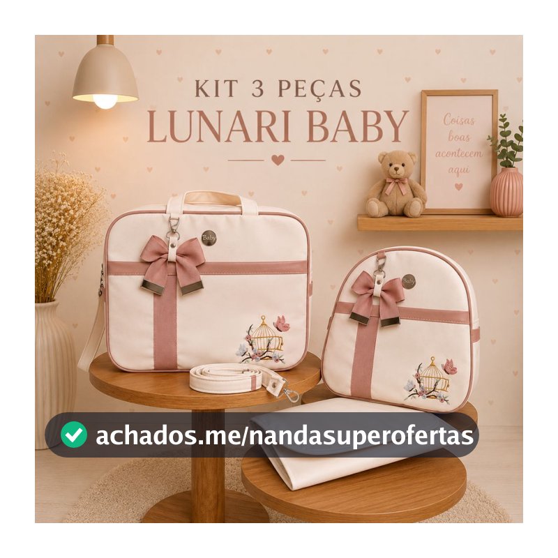 Kit maternidade 3 peças bordado e impermeável com trocador portátil safari  e borboleta