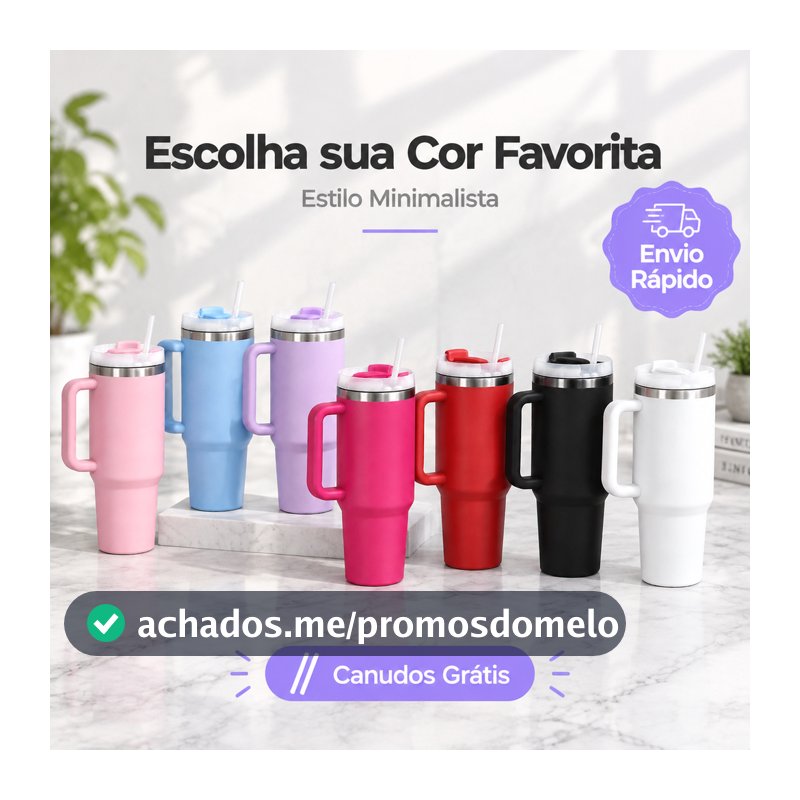 Copo térmico inox 1200ml Grande capacidade 2 geração com tampa e canudo
