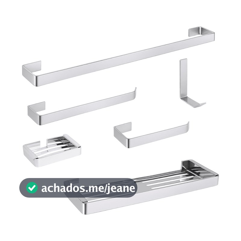 Kit Acessórios Para Banheiro 6 Peças Inox Alumínio Maciço Polido Cromado Anti Ferrugem Lavabo