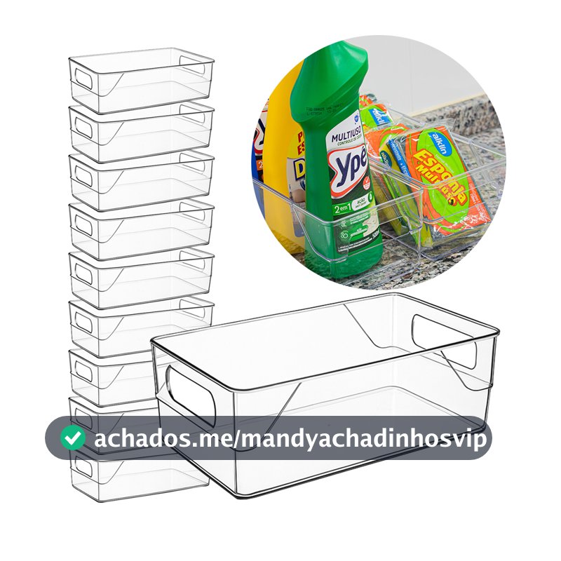Kit 10 Organizadores Multiuso Para Geladeira, Cozinha E Despensa Em Acrílico Transparente